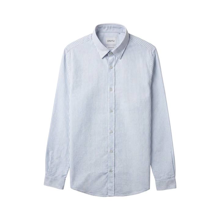 Light Blue Striped Regular Fit Oxford Shirt