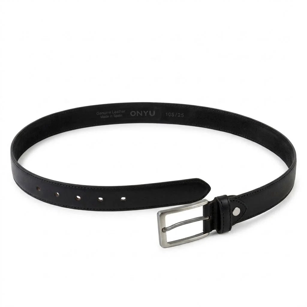 Black Classic Leather Belt 3 cm width