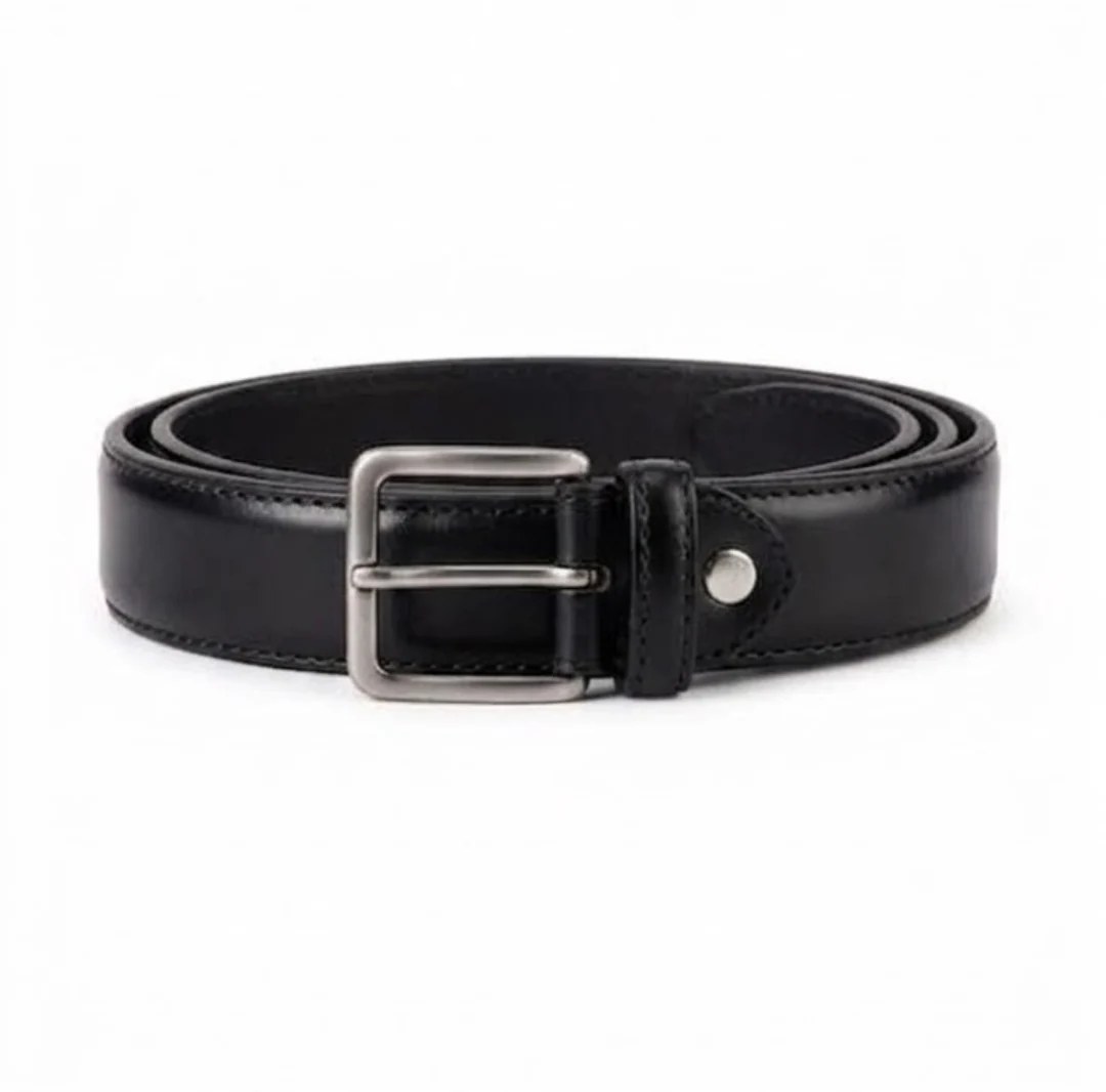 Black Classic Leather Belt 3 cm width