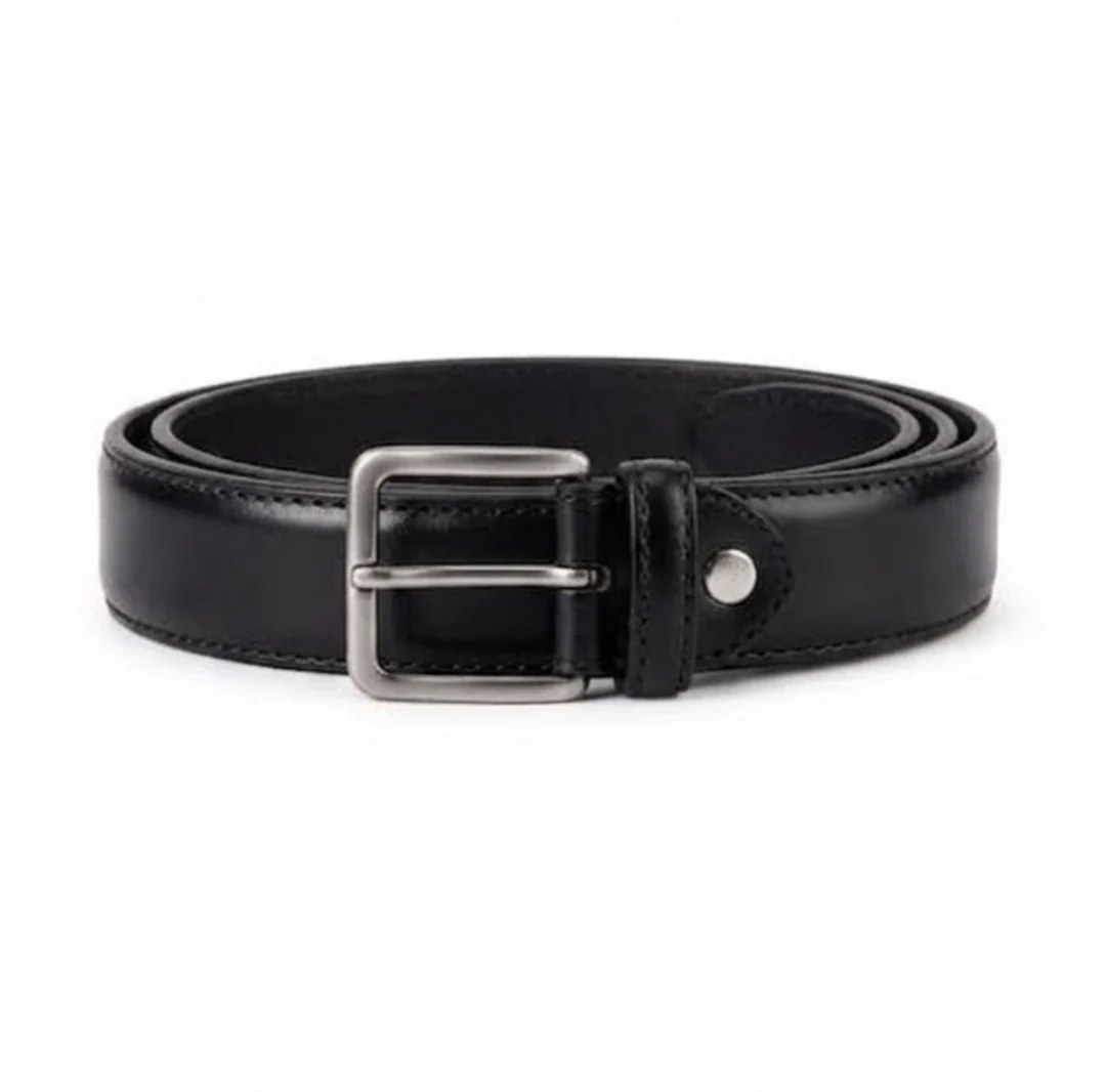 Black Classic Leather Belt 3 cm width