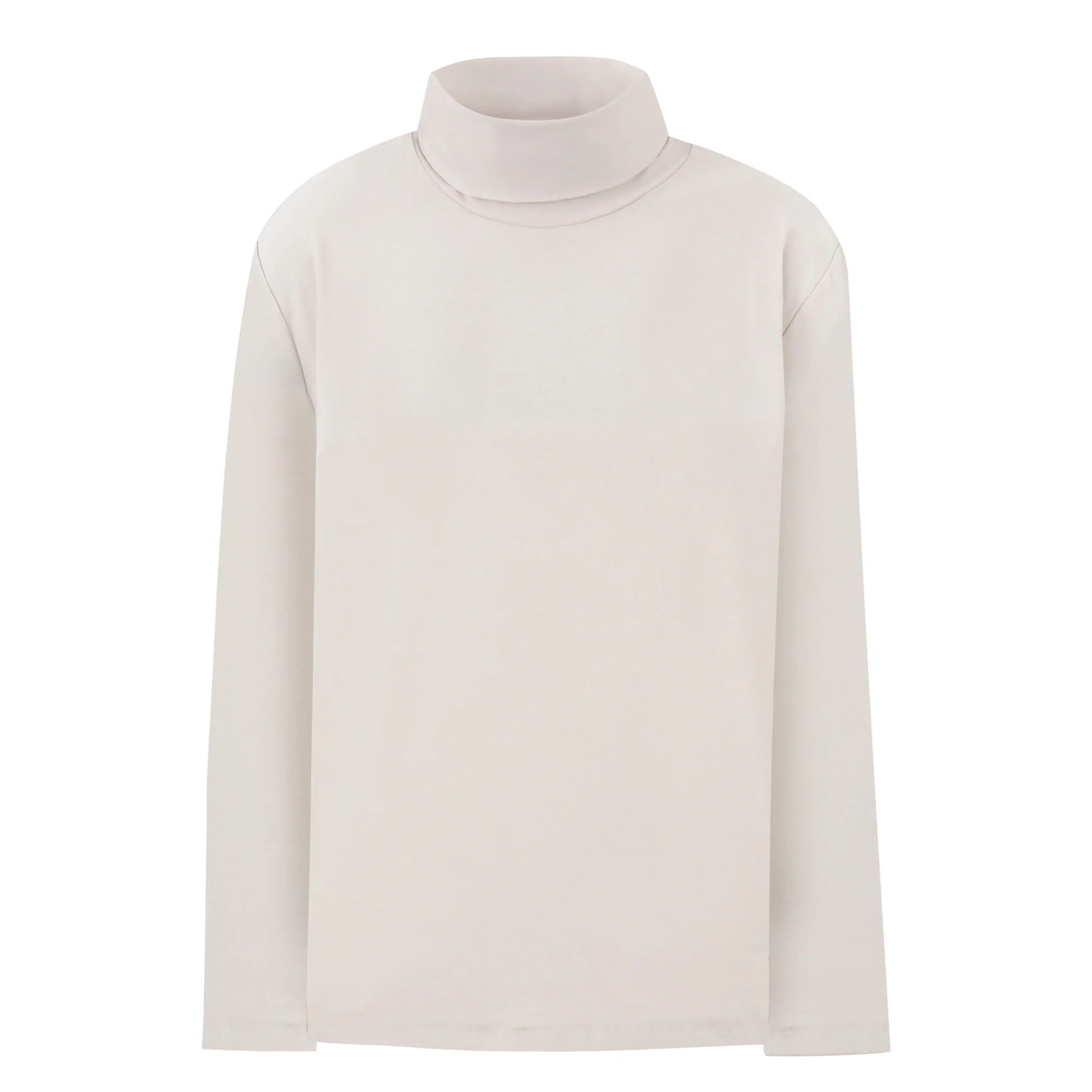 Ecru Roll Neck Jersey Tee