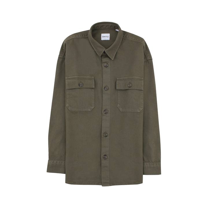 Army Green Cotton Twill Overshirt