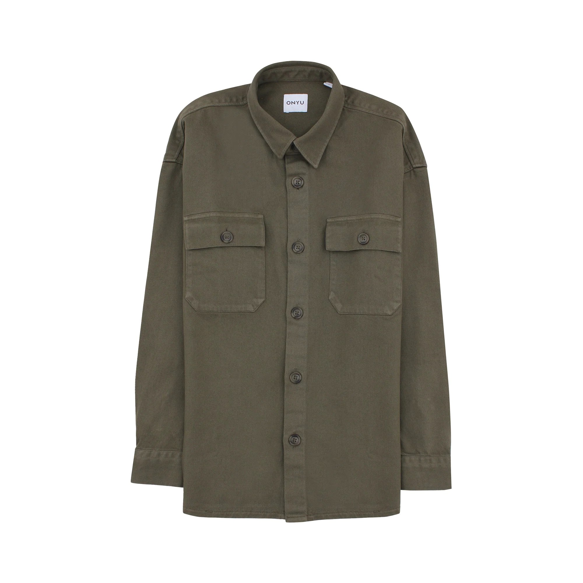 Army Green Cotton Twill Overshirt