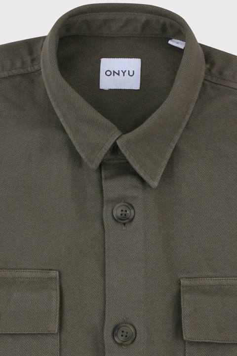 Army Green Cotton Twill Overshirt