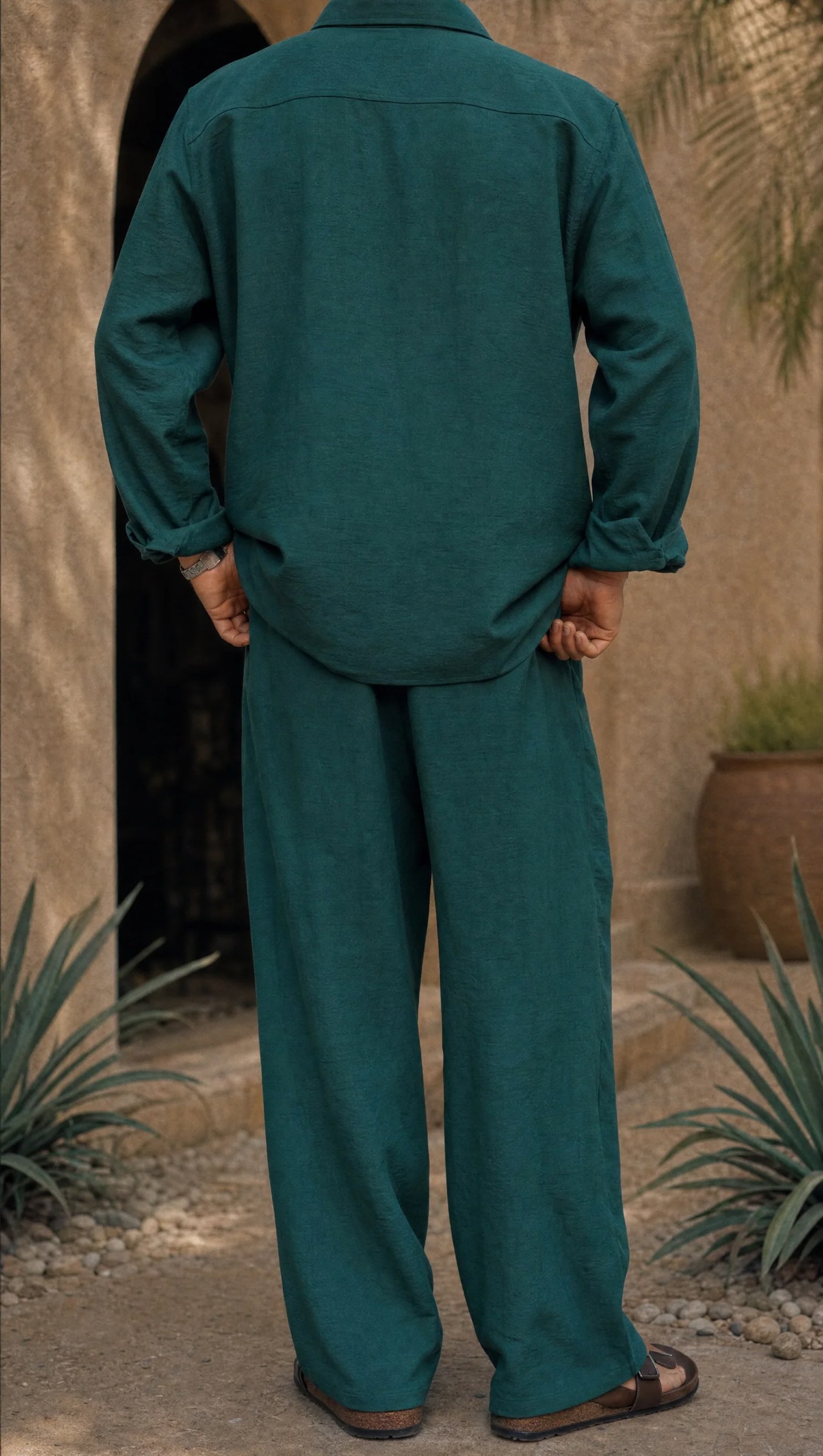 TEAL LINEN OVERSIZED PANTS