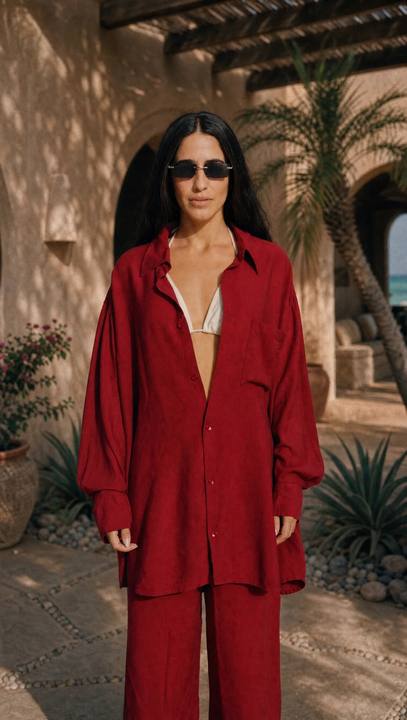 RED WINE LINEN SHIRT
