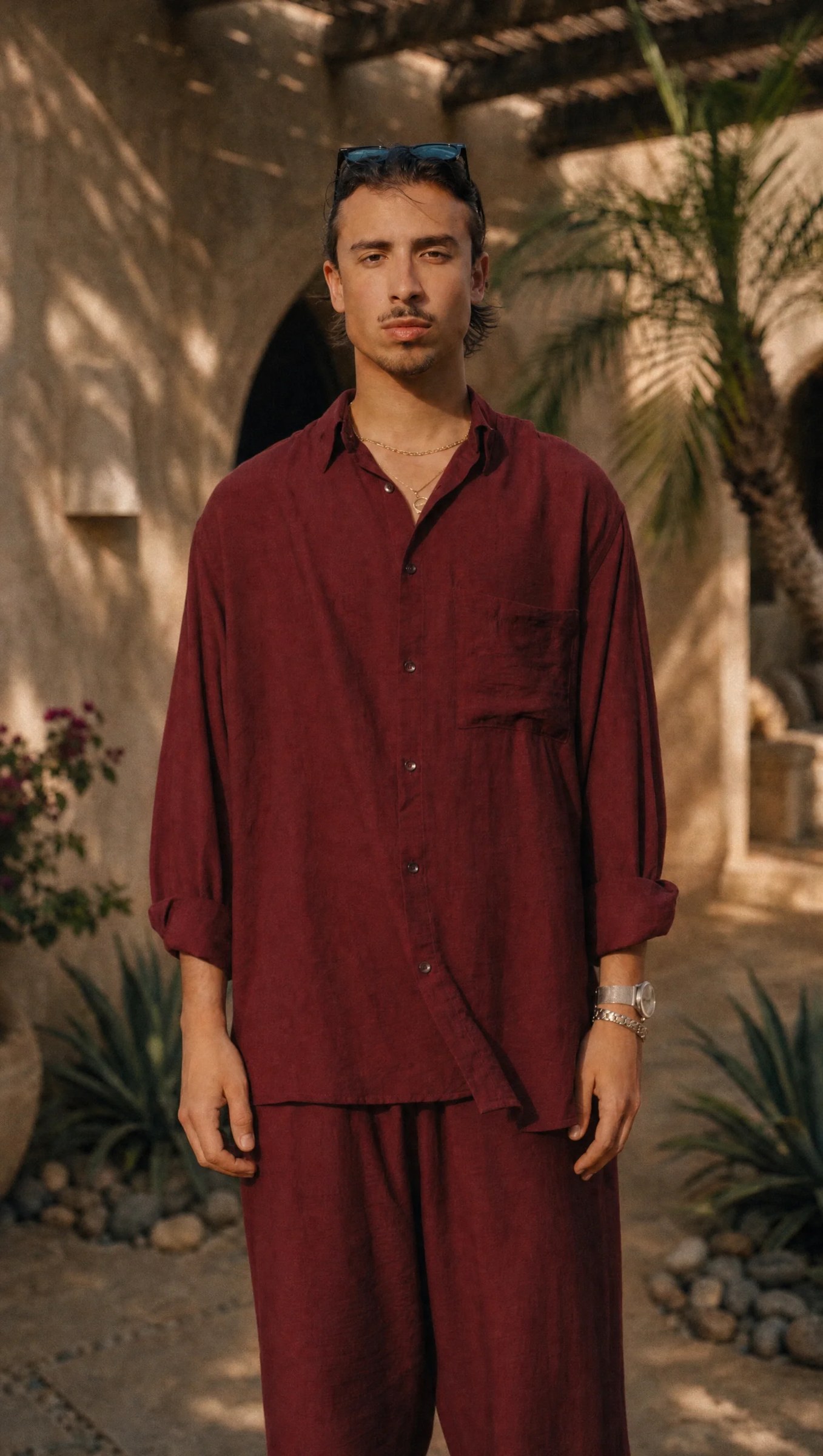 RED WINE LINEN SHIRT
