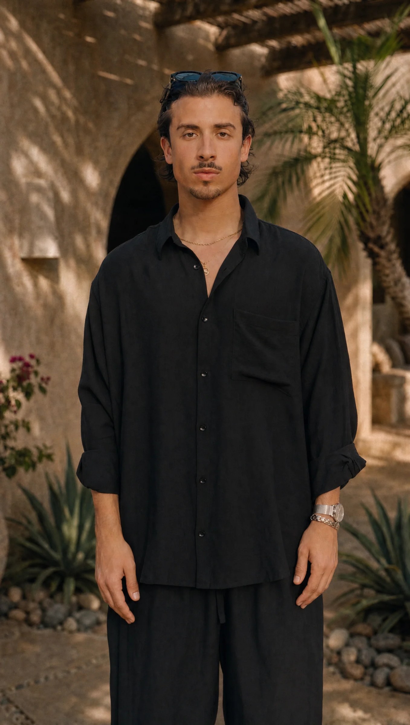 BLACK LINEN SHIRT