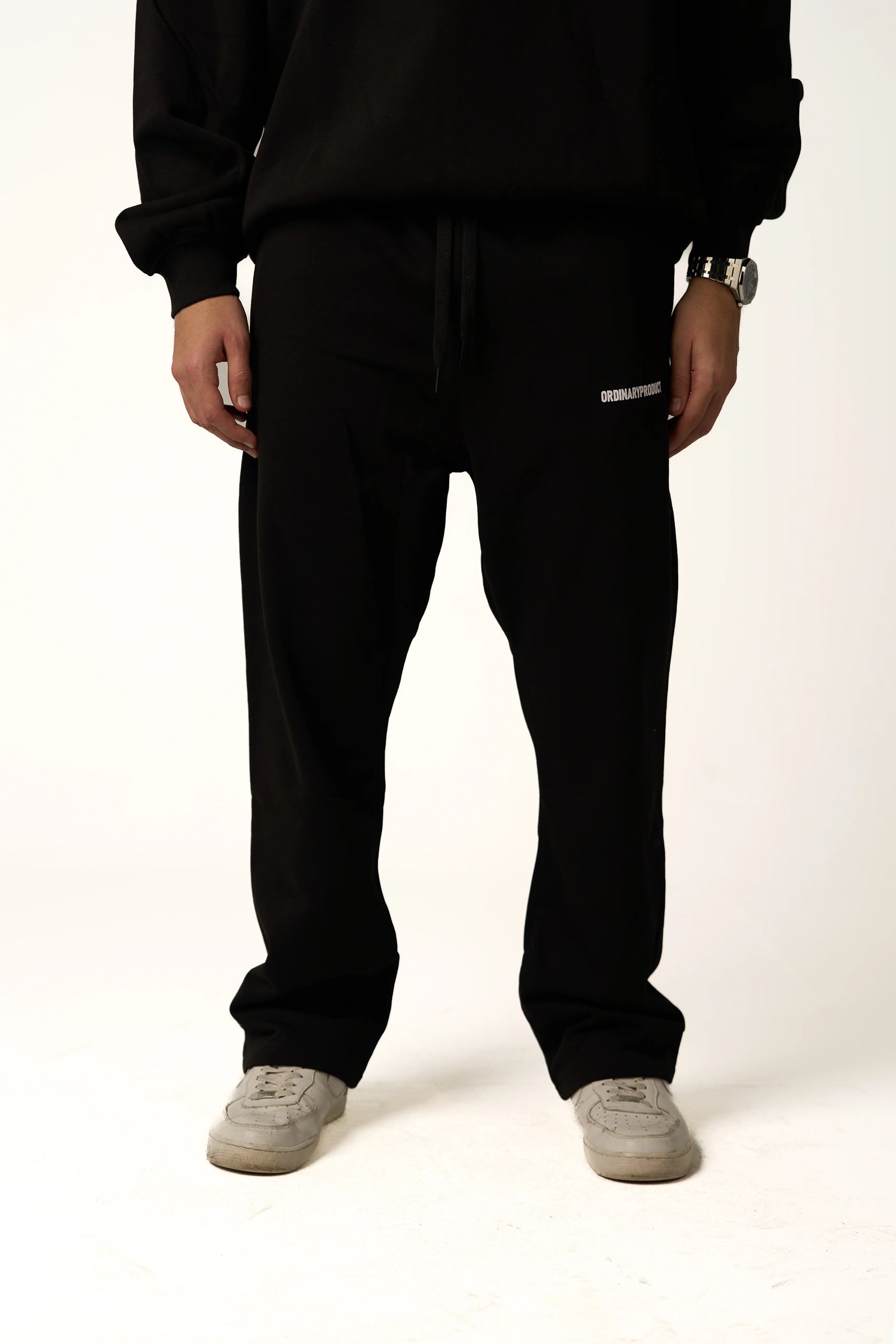 BLACK SWEATS WIDE LEG