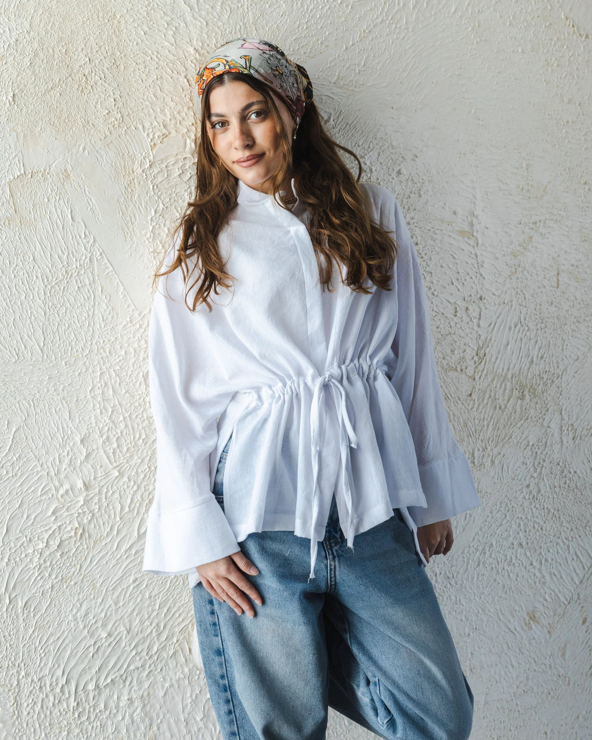 Rushed Waist Blouse - White