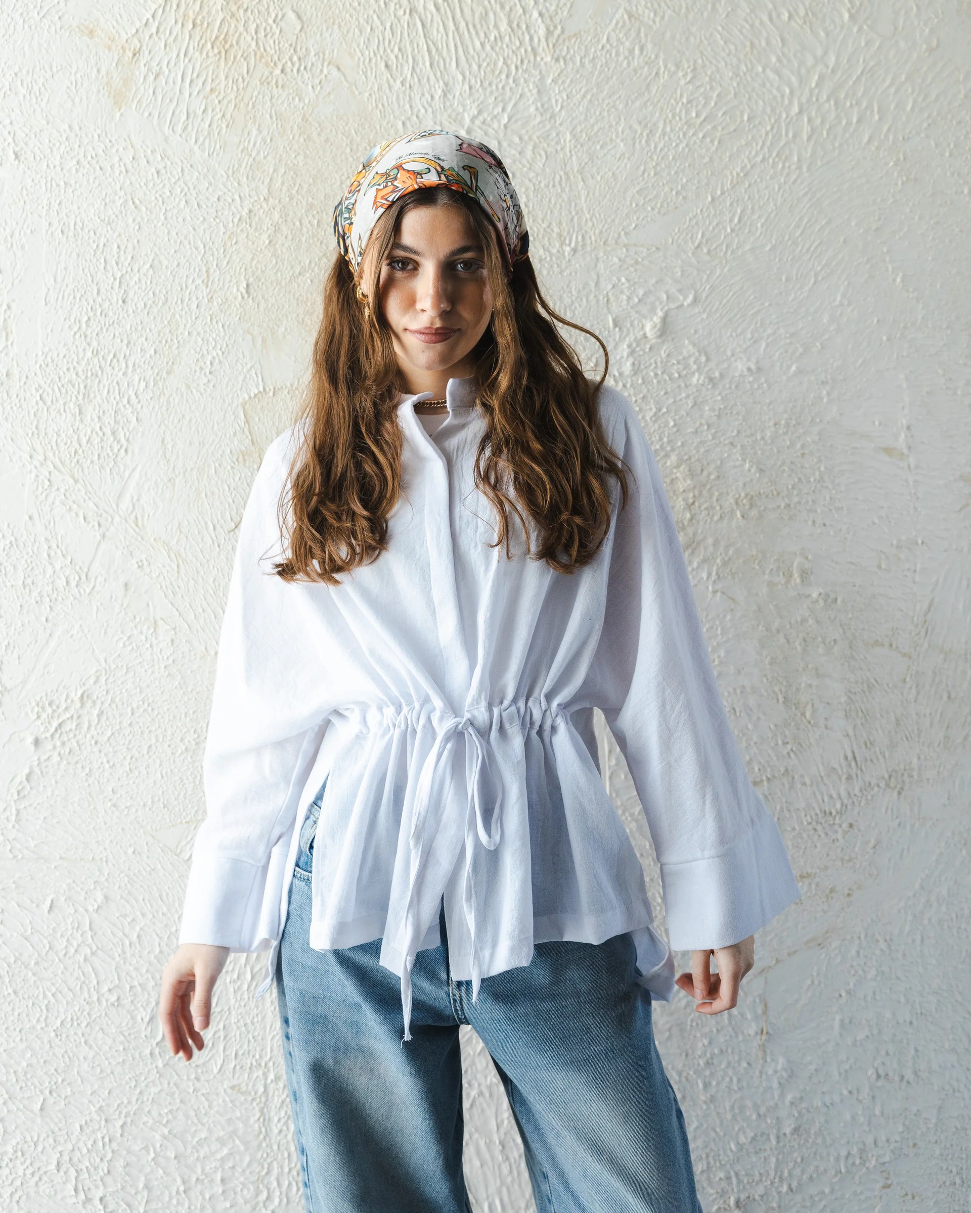 Rushed Waist Blouse - White