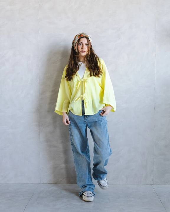 Tied-Up Linen Shirt - Powder Yellow