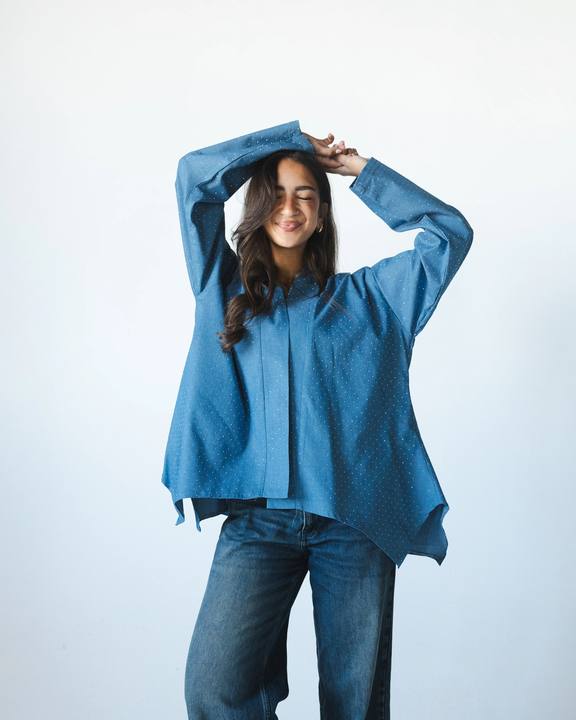Denim Aura Cardigan - Light Blue