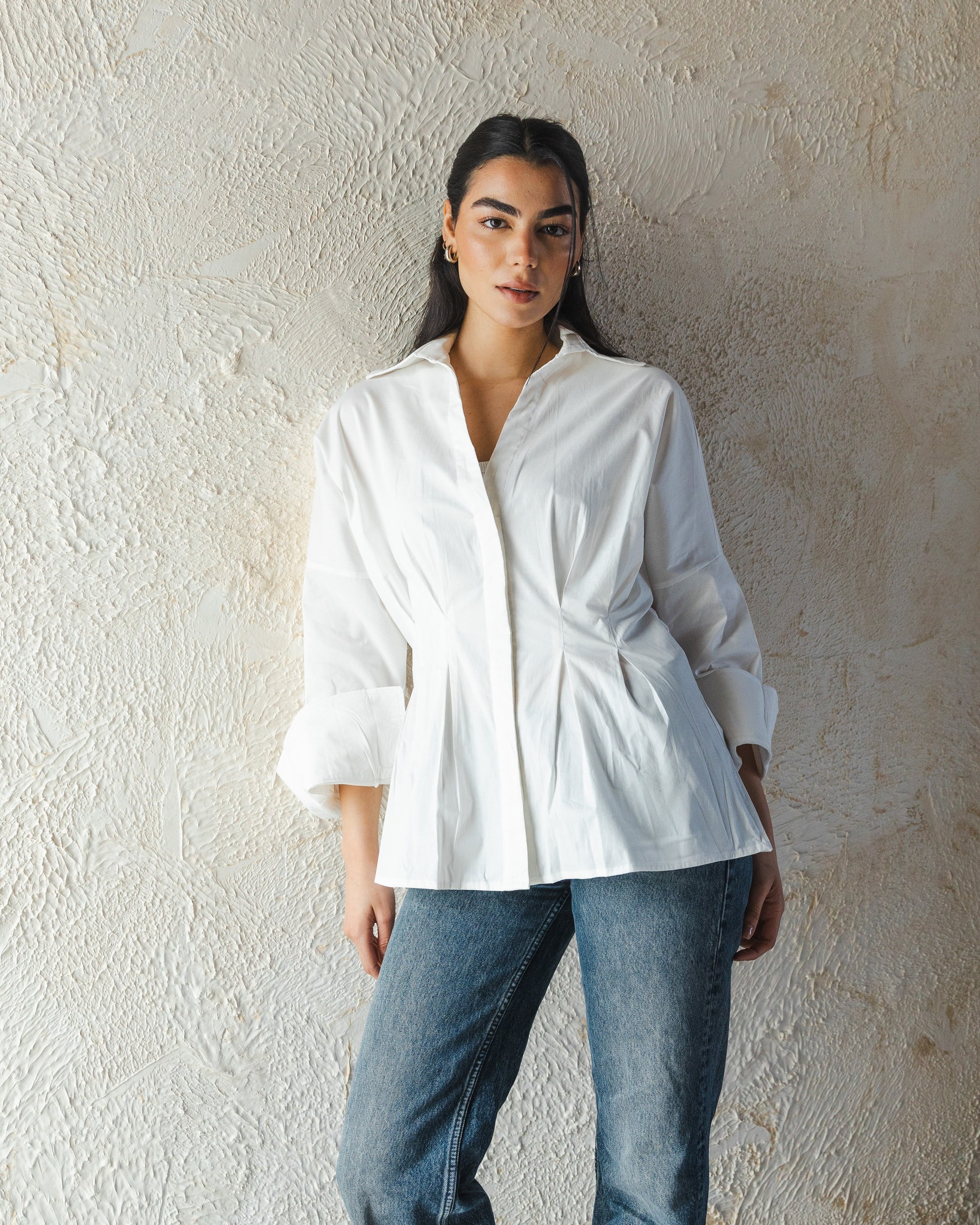 Cinched Waist Shirt - White