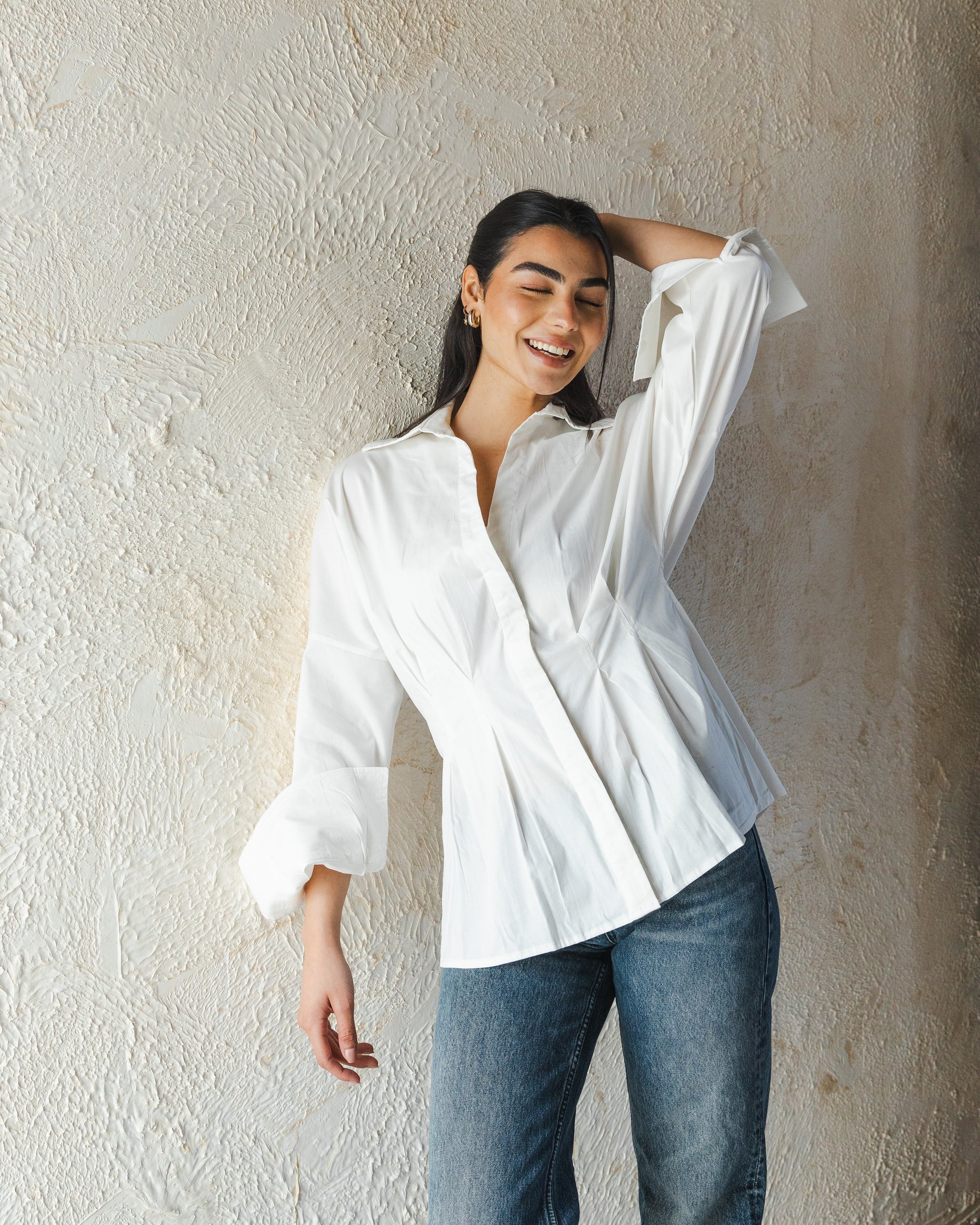 Cinched Waist Shirt - White