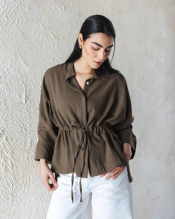 Rushed Waist Blouse - Oreo
