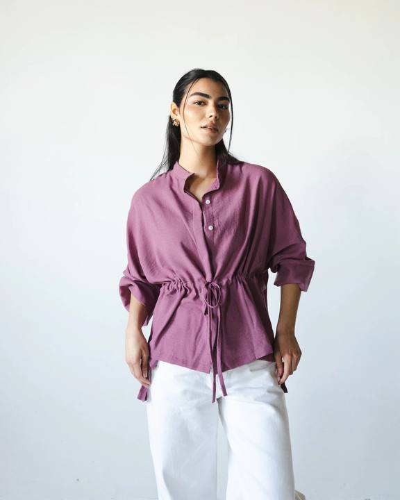 Rushed Waist Blouse - Dusty Mauve