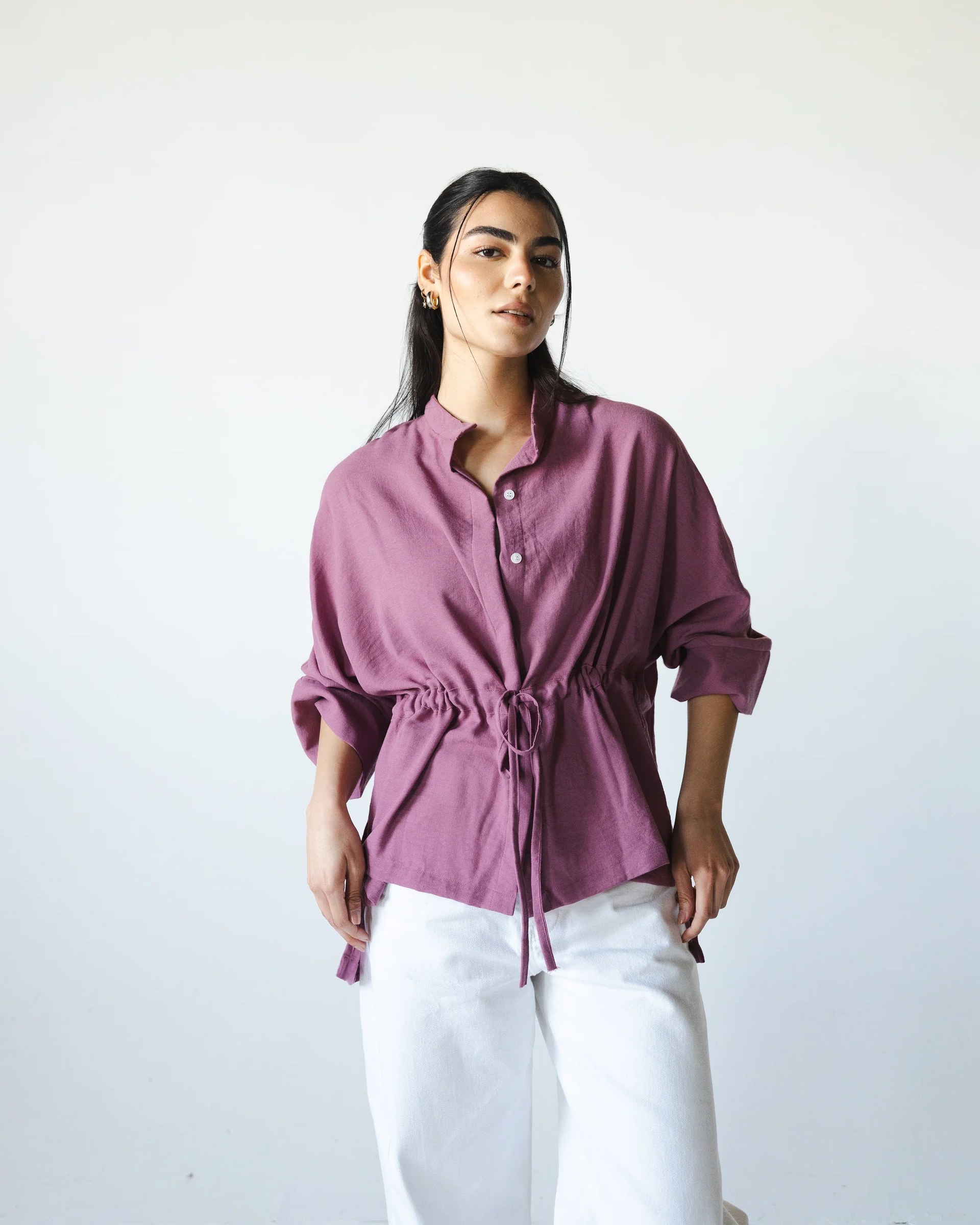 Rushed Waist Blouse - Dusty Mauve