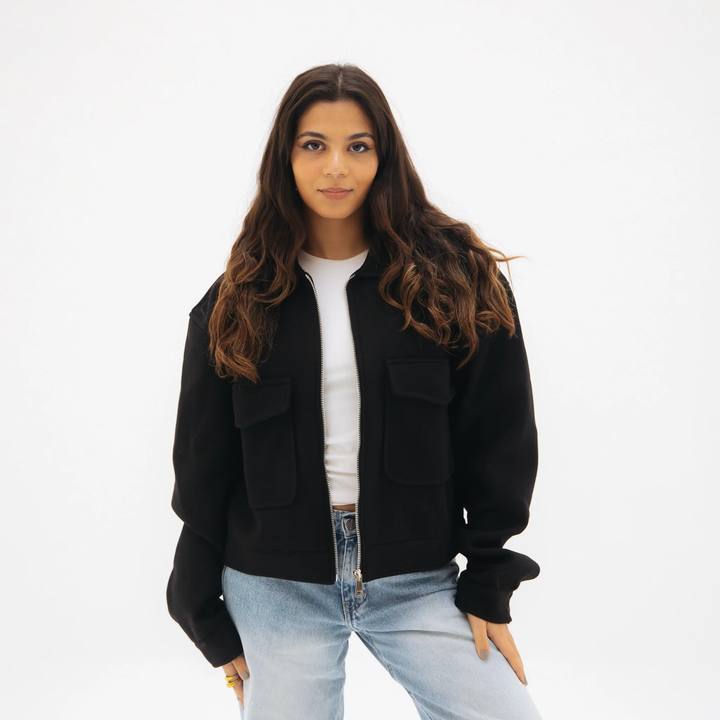 Soft cropped jacket - Black