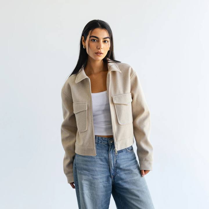 Soft cropped jacket - Beige