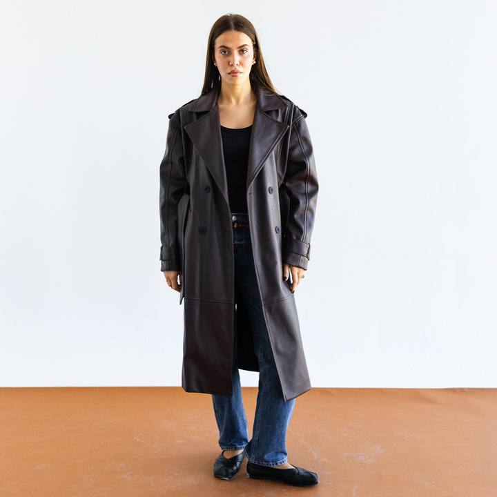 Leather Fever Coat - Brown