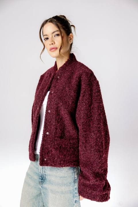 Everyday Fuzzy Jacket - Burgundy