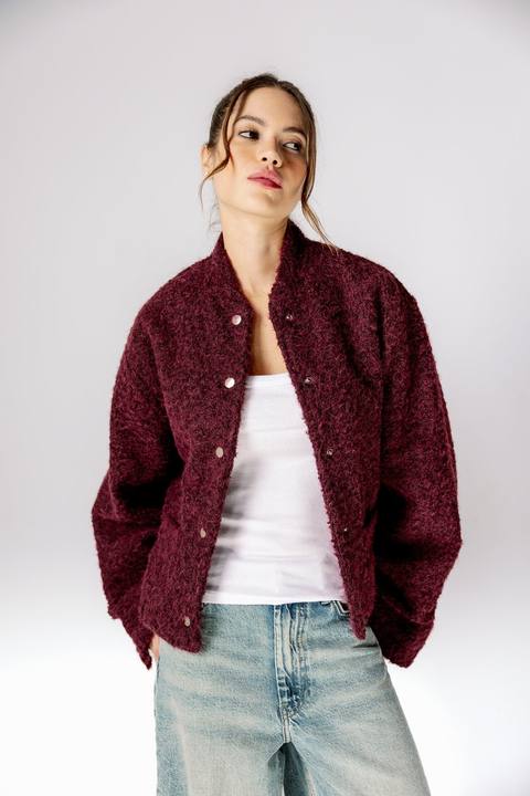 Everyday Fuzzy Jacket - Burgundy
