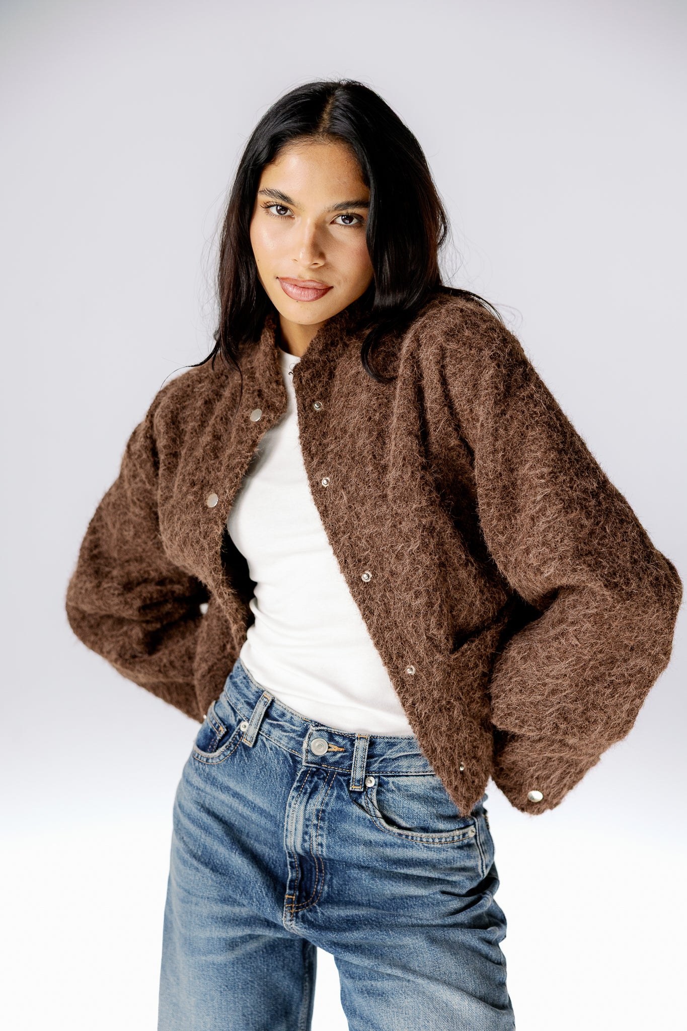 Everyday Fuzzy Jacket - Brown