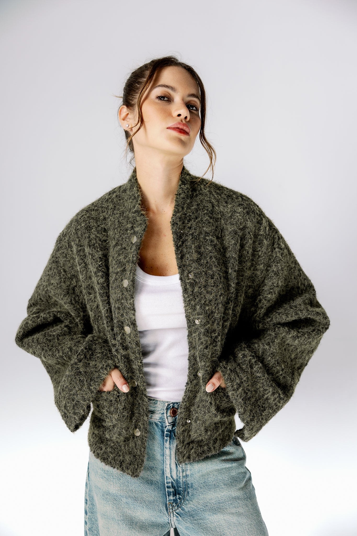 Everyday Fuzzy Jacket - charcoal Olive