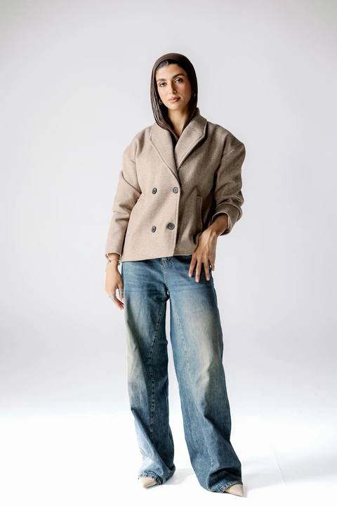 Double-Breasted Wool Jacket - Latte