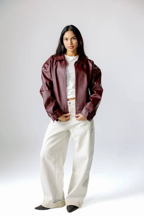 Vintage leather jacket - Burgundy