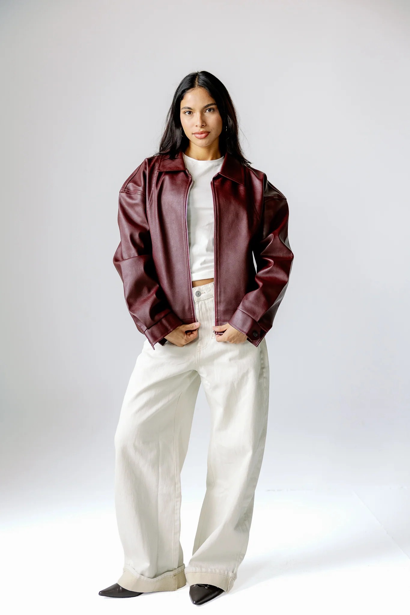 Vintage leather jacket - Burgundy