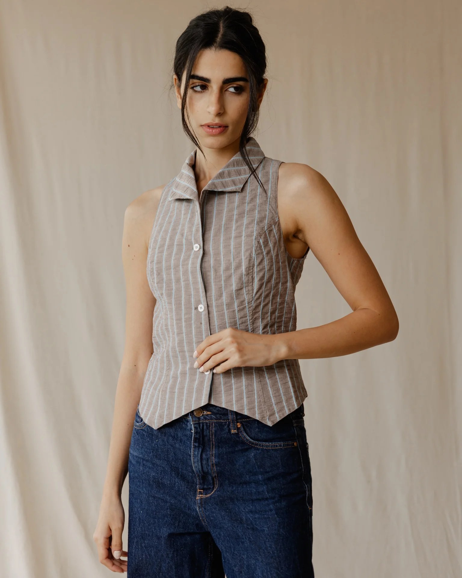 Kyoto Dusty Brown Gingham Shirt