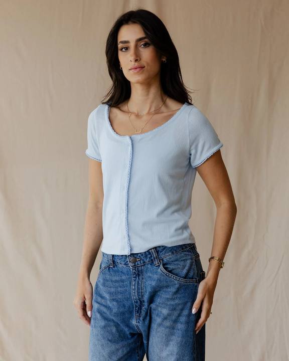 Belle Bow Blue Top