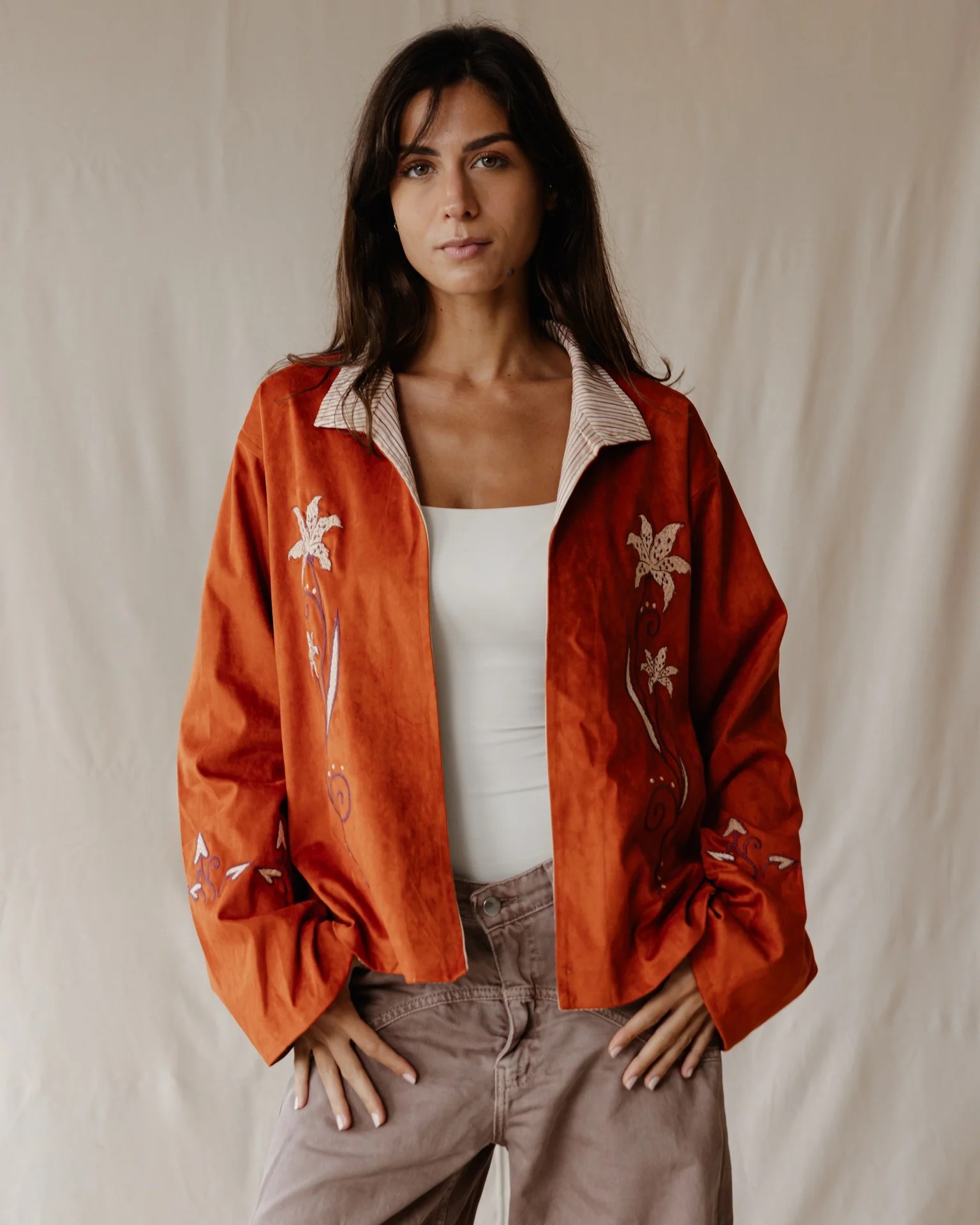 Embroidered Tiger Lily Jacket