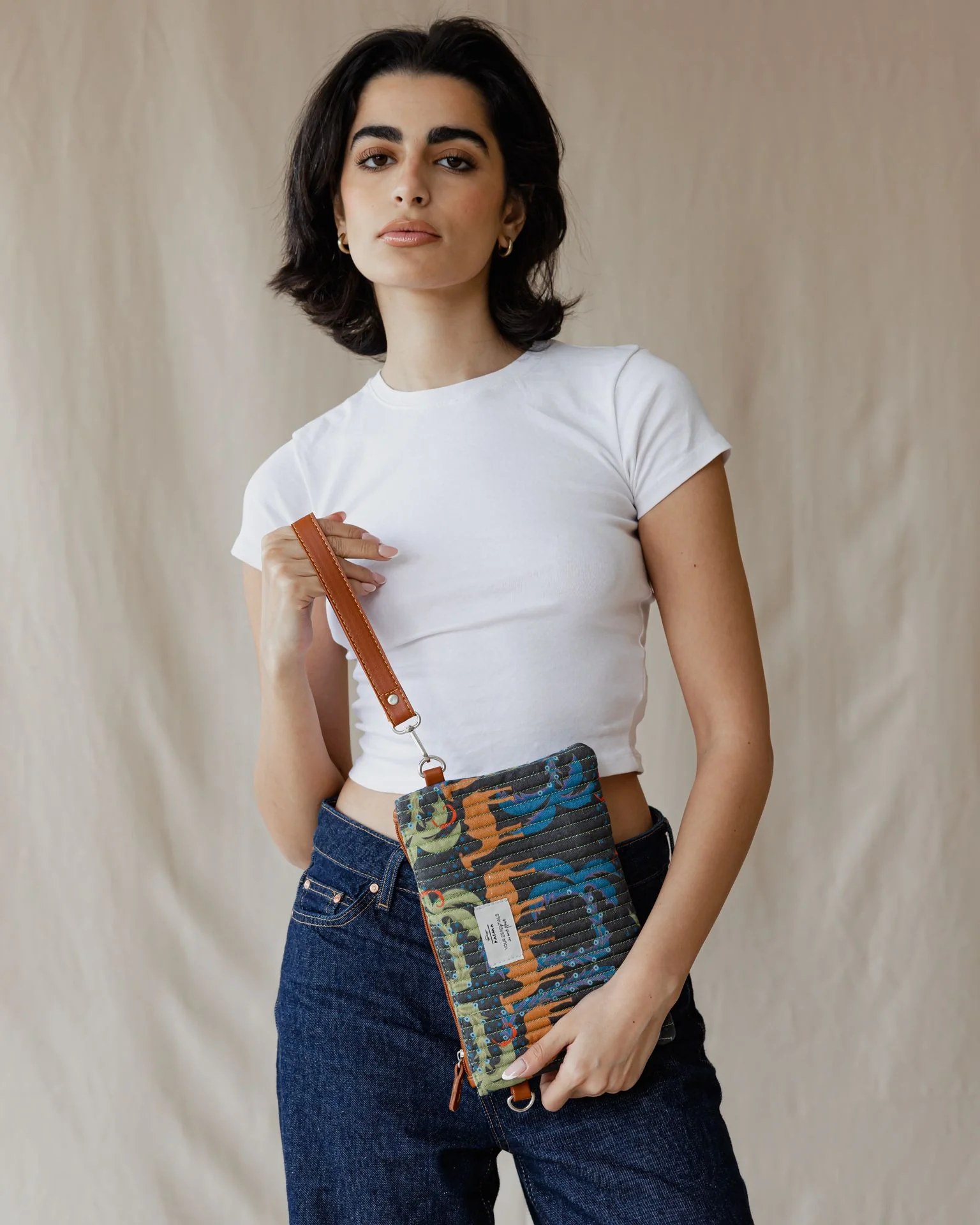 Camel Maze Quilted Pouch