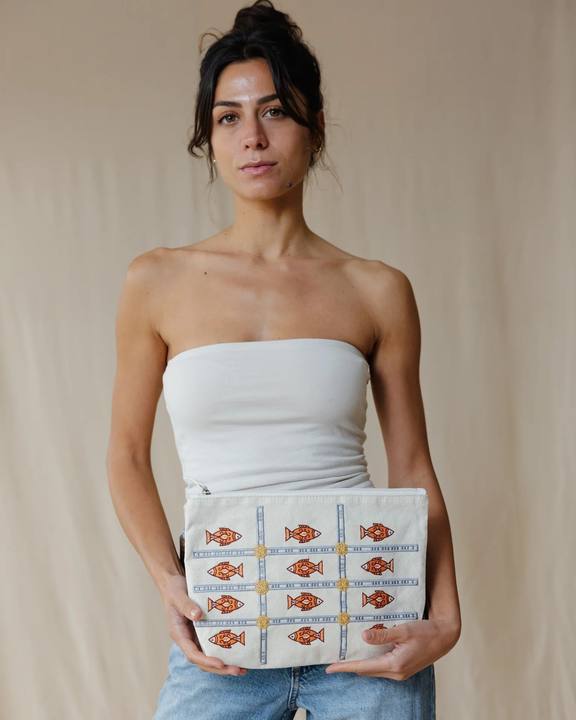 Tide & Thread Embroidered Pouch