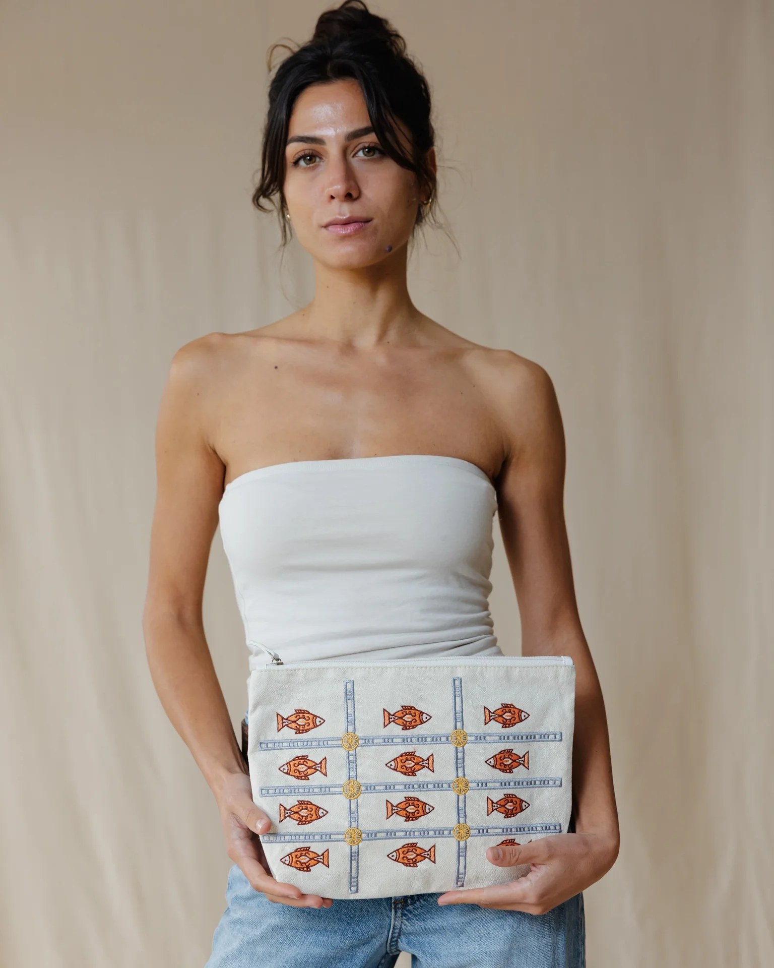 Tide & Thread Embroidered Pouch