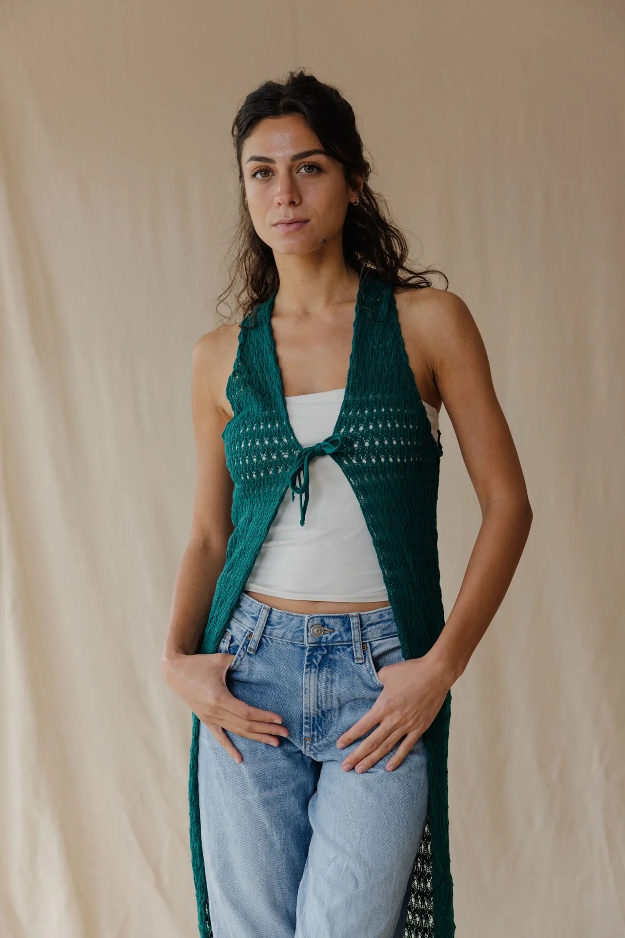 Sunset Trico Green Cardigan
