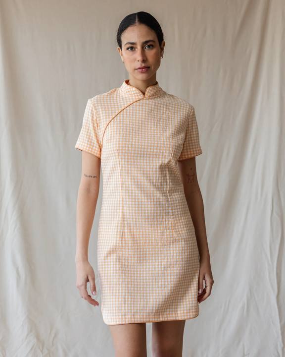The Kyoto Gingham Orange Dress