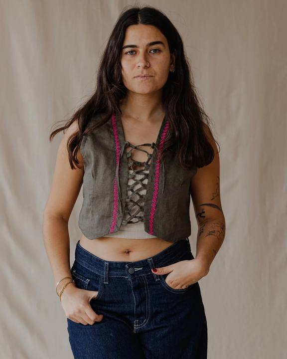 Twisted And Woven Vest Olive