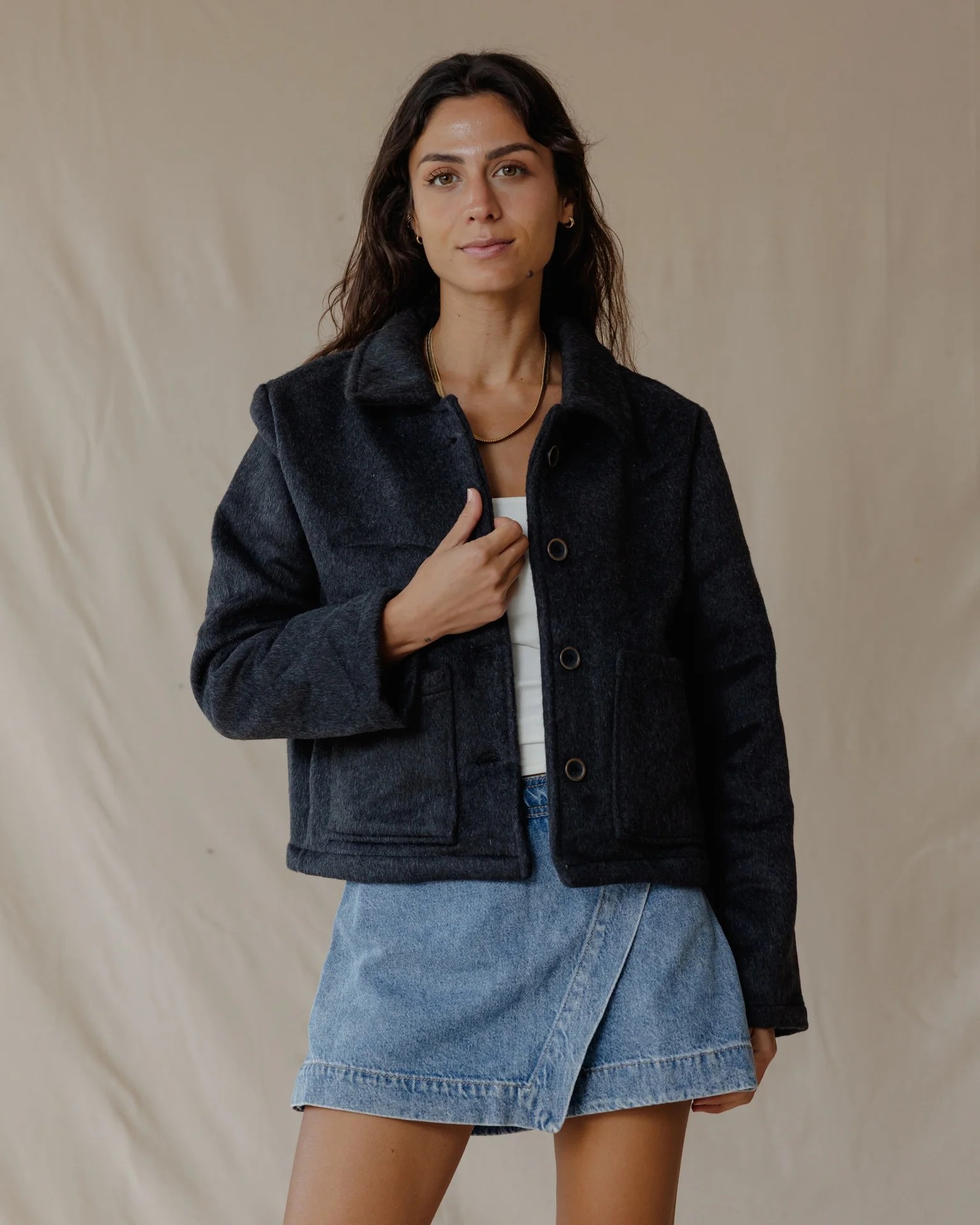 Black Cropped Coat