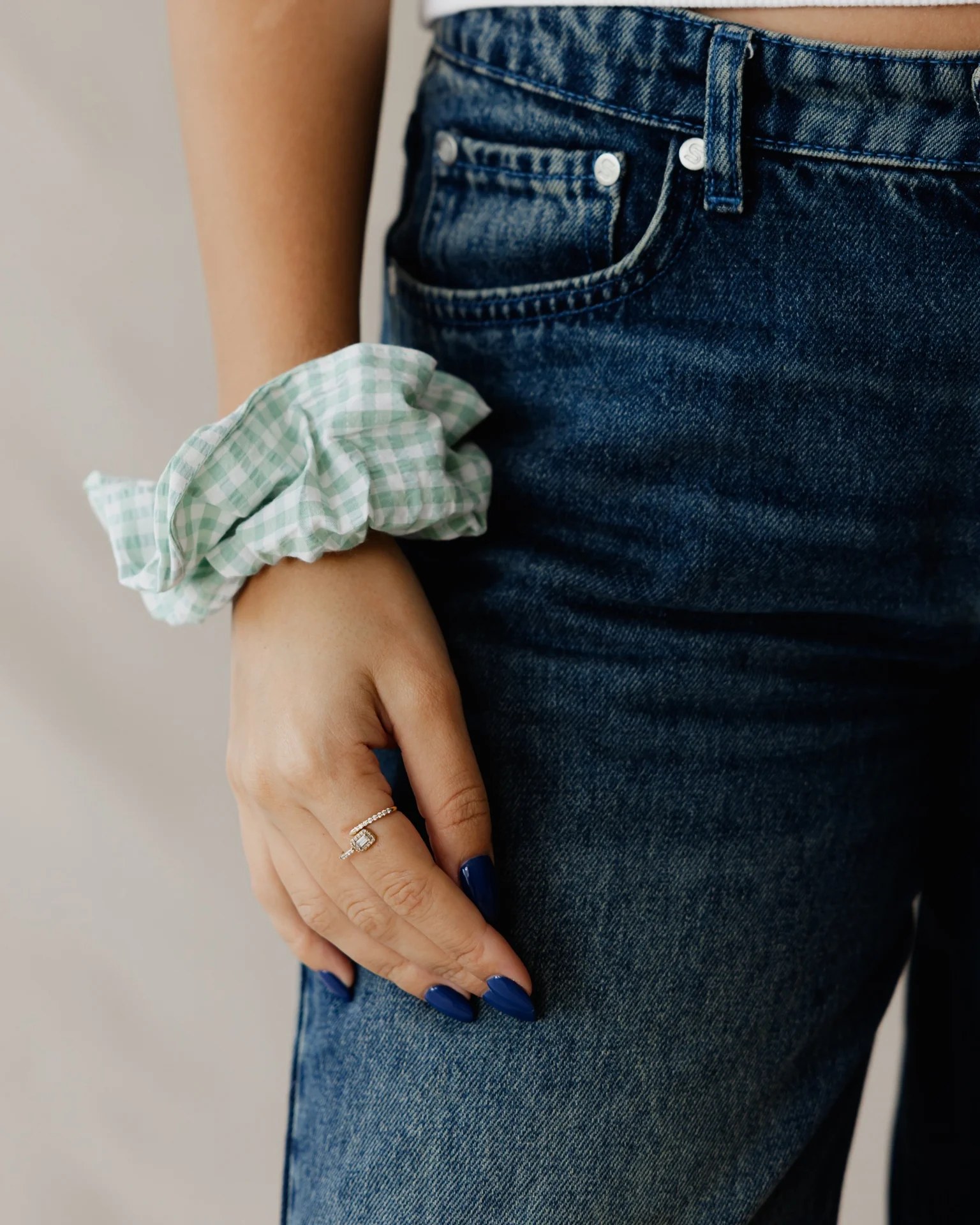 Pastel Picnic Green Scrunchie