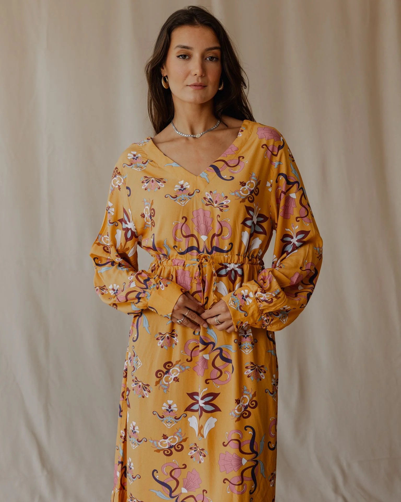 Wildflower Waltz Mustard Dress