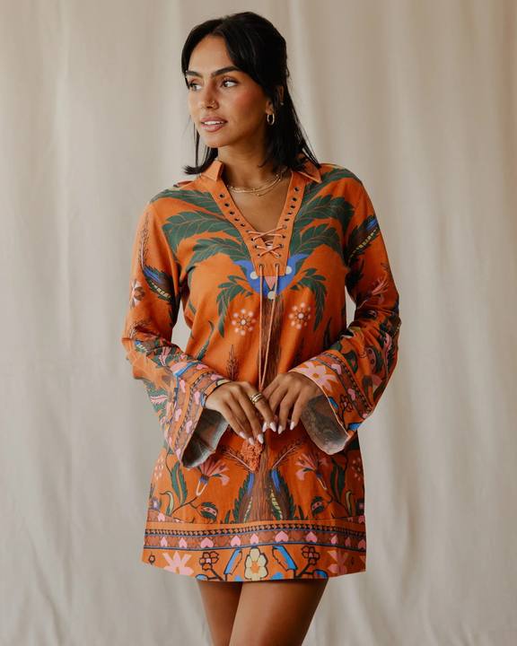 Tamara Palm Orange Dress