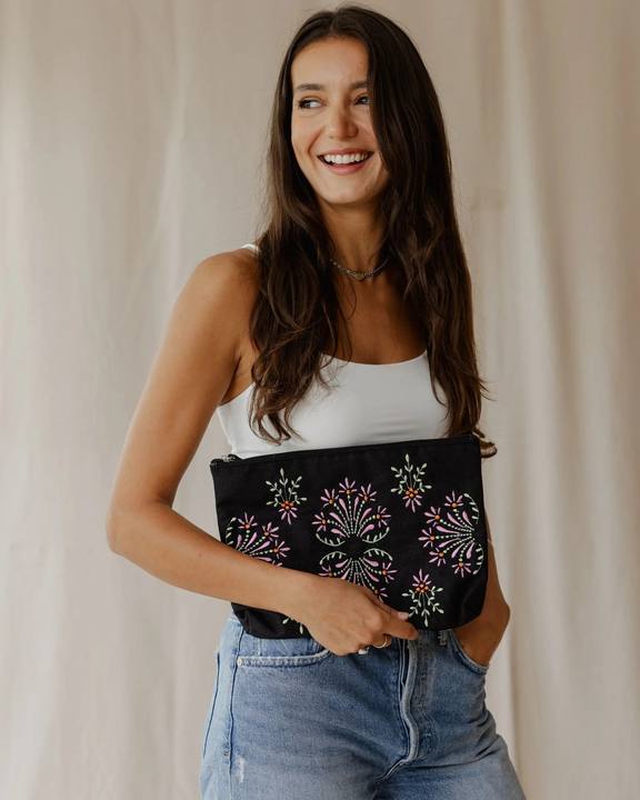 Petal Pop Embroidered Pouch