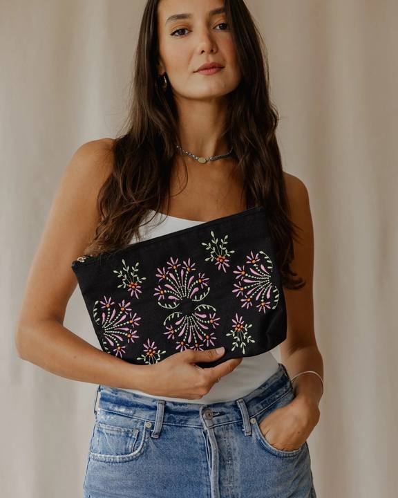 Petal Pop Embroidered Pouch