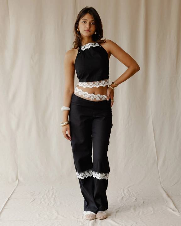 Bloom Linen Set In Black
