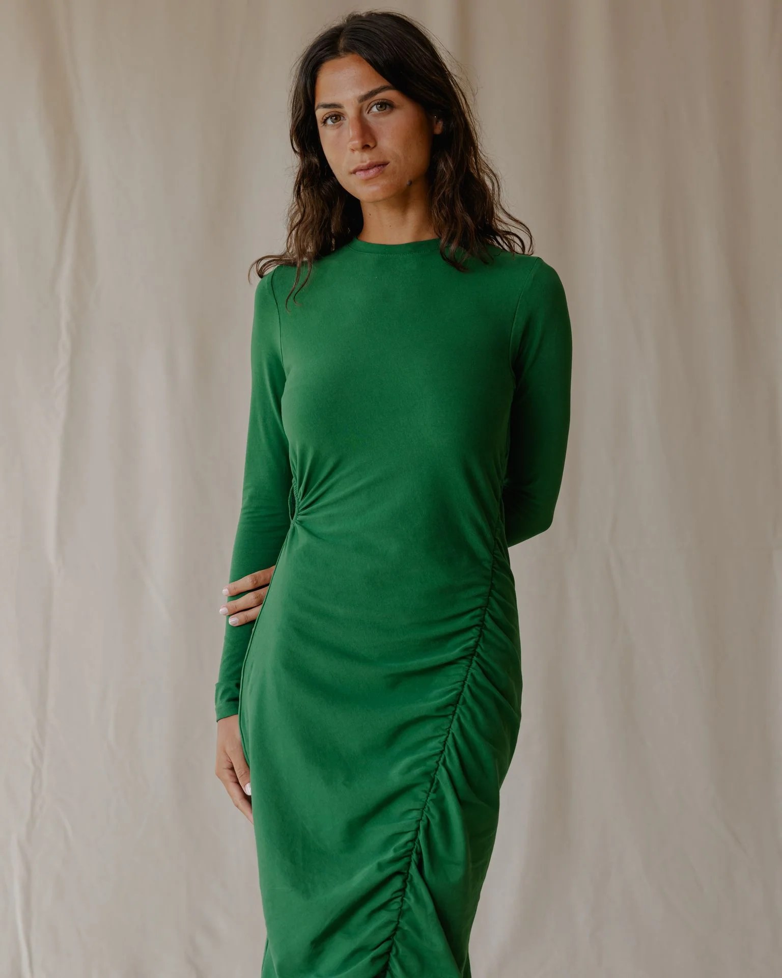 Ruched Dress In Green