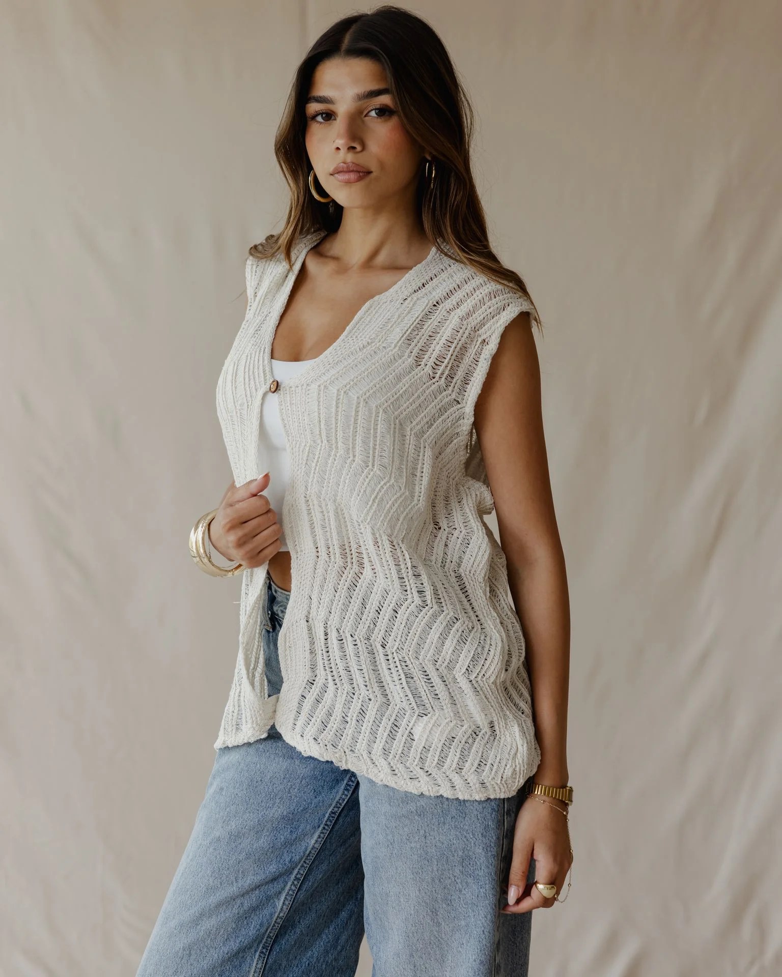 Waveline Vest Off-White